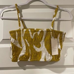A New Day Yellow and White Patterned Crop Top